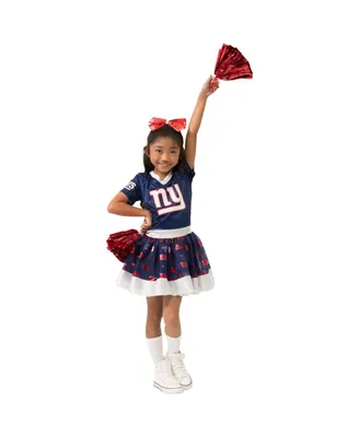Big Girls Royal New York Giants Tutu Tailgate Game Day V-Neck Costume
