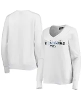 Women's Cuce White Seattle Seahawks Victory V-Neck Pullover Sweatshirt