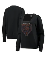 Women's Cuce Black Chicago Bears Winners Square Neck Pullover Sweatshirt