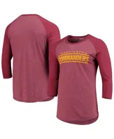 Men's Washington Commanders Majestic Threads Burgundy Wordmark 3/4-Sleeve Raglan Tri-Blend T-shirt