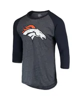 Men's Majestic Threads Russell Wilson Navy Denver Broncos Name and Number Team Colorway Tri-Blend 3/4 Raglan Sleeve Player T-shirt