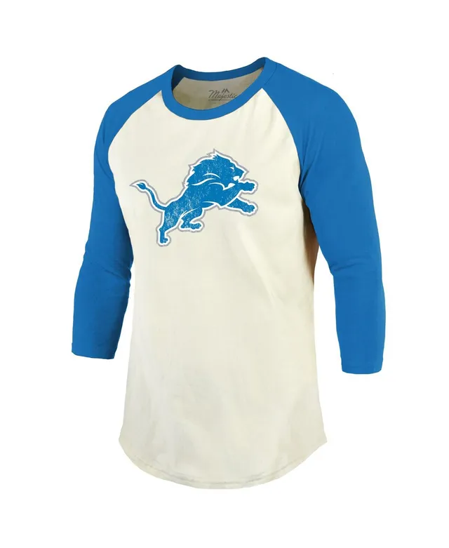 Women's Majestic Threads Aidan Hutchinson Blue Detroit Lions Name & Number  Raglan 3/4 Sleeve T-Shirt