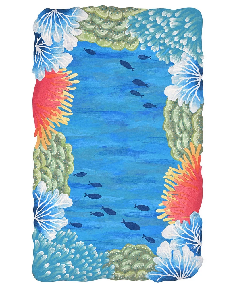 Liora Manne' Visions Iv Reef Border 3'6" x 5'6" Outdoor Area Rug