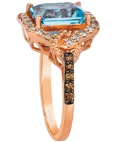 Le Vian Blue Topaz (3-1/2 ct. t.w.) & Diamond (5/8 ct. t.w.) Statement Ring in 14k Rose Gold