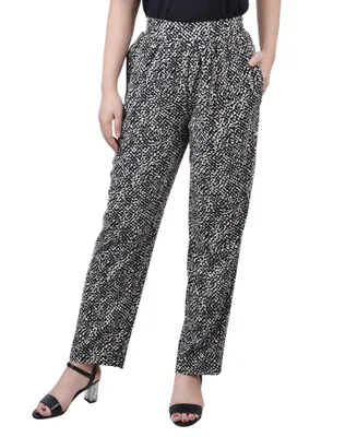 Ny Collection Petite Printed Slim Pull On Pants