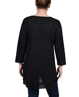 Ny Collection Petite 3/4 Sleeve V-neck Top