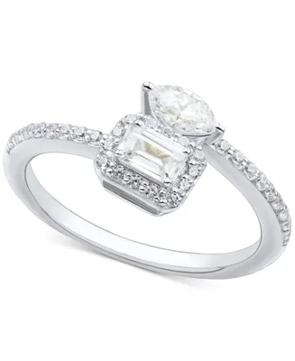 Diamond Octagon & Marquise Bypass Engagement Ring (3/4 ct. t.w.) in 14k White Gold