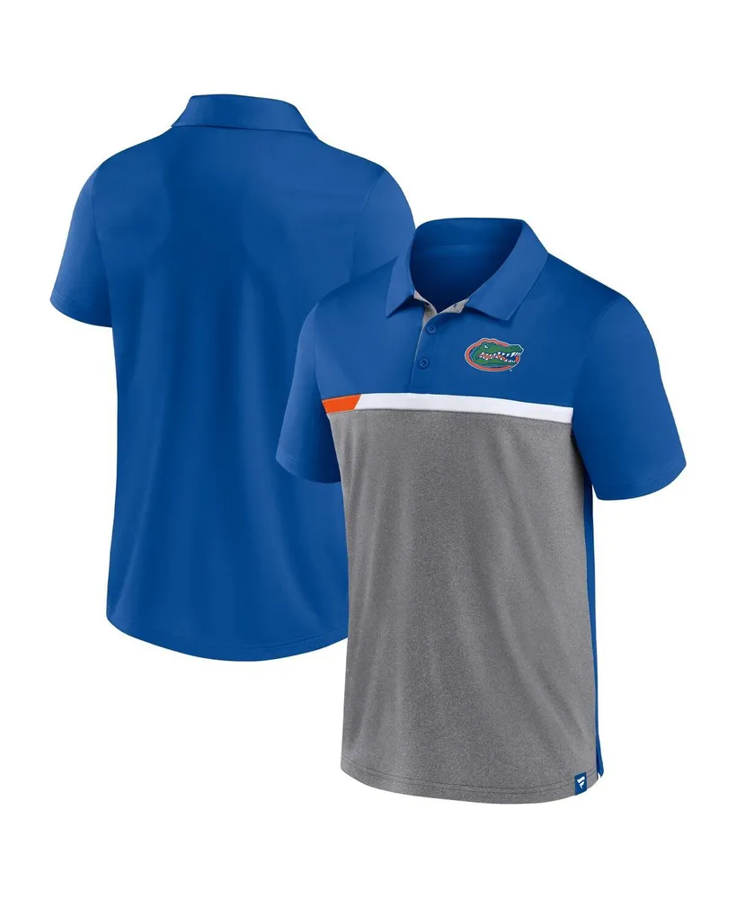 Men's Fanatics Royal and Heathered Gray Florida Gators Split Block Color Polo Shirt