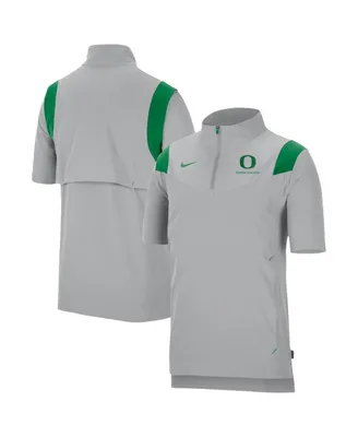 Men's Nike Gray Oregon Ducks Coach Short Sleeve Quarter-Zip Jacket