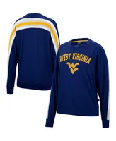 Women's Colosseum Heathered Navy West Virginia Mountaineers Team Oversized Pullover Sweatshirt