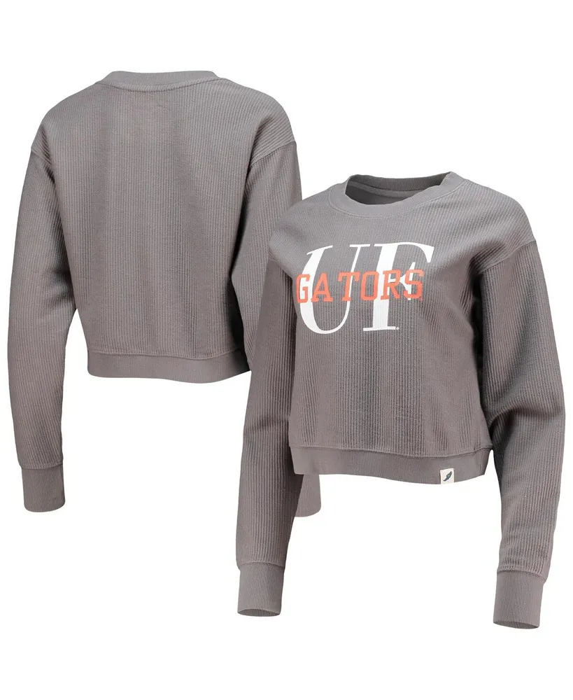 Women's League Collegiate Wear Graphite Florida Gators Classic Corded Timber Crop Pullover Sweatshirt