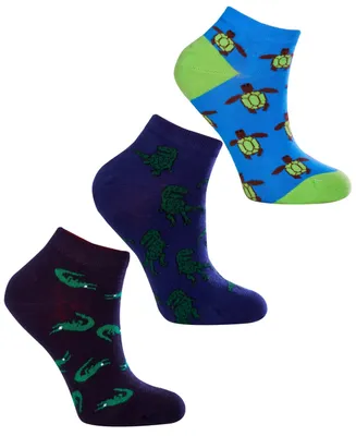 Love Sock Company Women's Ankle Bundle 1 W-Cotton Novelty Socks with Seamless Toe, Pack of 3