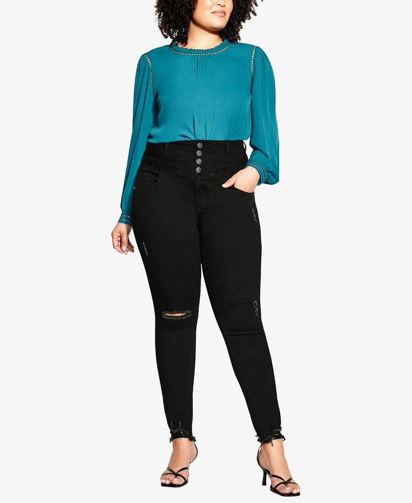 City Chic Plus Corset Rip Vibes Jean