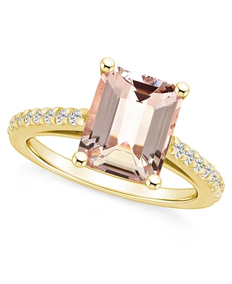 Macy's Morganite (3 ct. t.w.) and Diamond (1/4 Ring 14K Rose Gold