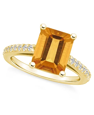 Macy's Citrine (3-1/7 ct. t.w.) and Diamond (1/4 Ring 14K Yellow Gold
