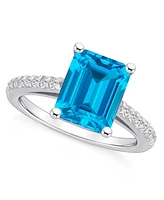 Macy's Blue Topaz (4-1/4 ct. t.w.) and Diamond (1/4 Ring 14K Gold