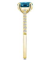 Macy's London Blue Topaz (1-5/8 ct. t.w.) and Diamond (1/6 Ring 14K Yellow Gold