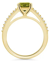 Macy's Peridot (1-1/2 ct. t.w.) and Diamond (1/6 Ring 14K Yellow Gold
