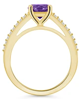 Macy's Amethyst (1-1/4 ct. t.w.) and Diamond (1/6 Ring 14K Yellow Gold