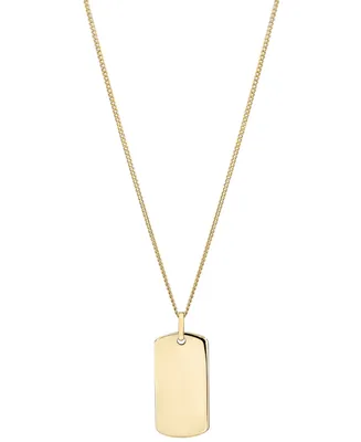 Polished Id Tag Pendant 18" Curb Link Chain Necklace in 10k Yellow Gold