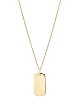 Polished Id Tag Pendant 18" Curb Link Chain Necklace in 10k Yellow Gold