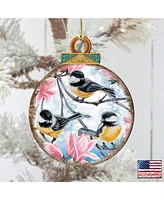 Designocracy Birds Ball Wooden Ornaments, Set of 2