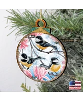 Designocracy Birds Ball Wooden Ornaments, Set of 2