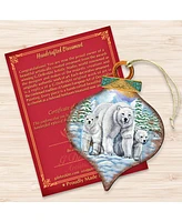 Designocracy Polar Bears Drop Wooden Ornaments, Set of 2