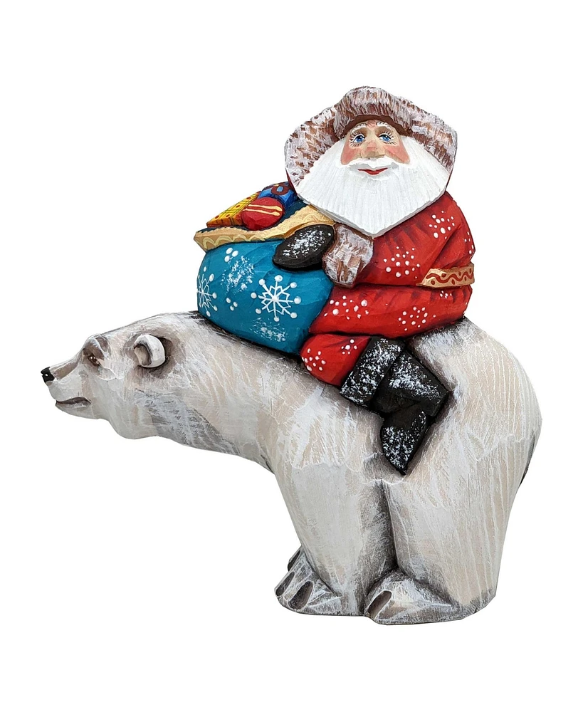 G.DeBrekht Gifty Traveler Polar Bear Santa Carved Figurine