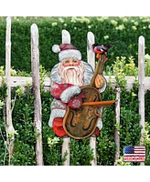 Designocracy Violin Santa Wooden Decor