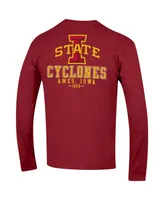 Men's Champion Cardinal Iowa State Cyclones Team Stack Long Sleeve T-shirt