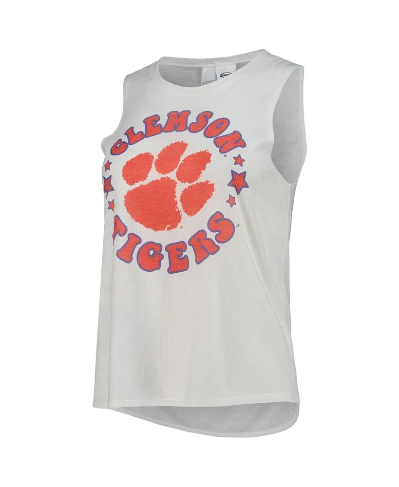 Women's Concepts Sport Purple, White Clemson Tigers Ultimate Flannel Tank Top and Shorts Sleep Set