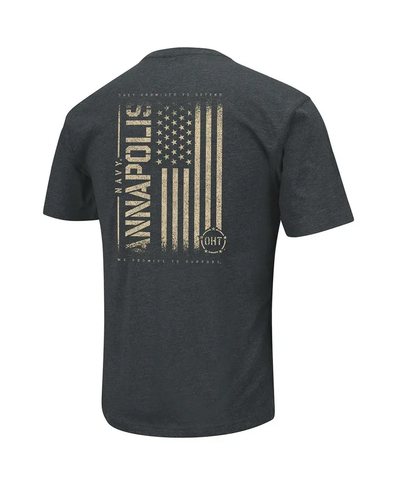 Men's Colosseum Heathered Black Navy Midshipmen Oht Military-Inspired Appreciation Flag 2.0 T-shirt