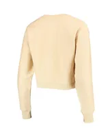 Women's League Collegiate Wear Cream Oregon Ducks Corded Timber Cropped Pullover Sweatshirt