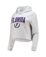 Women's League Collegiate Wear Ash Florida Gators 1636 Cropped Pullover Hoodie