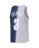 Men's Mitchell & Ness Allen Iverson Gray, Navy Georgetown Hoyas Name and Number Tie-Dye Tank Top