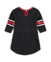 Toddler Girls Colosseum Heathered Black Texas Tech Red Raiders Poppin Sleeve Stripe Dress