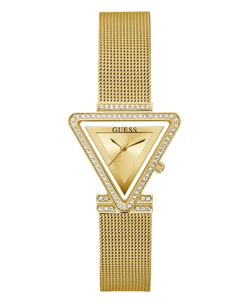 Guess Women's Gold-Tone Glitz Stainless Steel, Mesh Bracelet Watch, 34mm - Gold