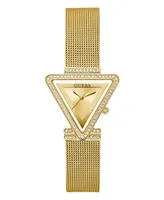 Guess Women's Gold-Tone Glitz Stainless Steel, Mesh Bracelet Watch, 34mm - Gold