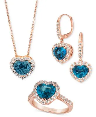 Le Vian Deep Sea Blue Topaz Vanilla Topaz Heart Halo Jewelry Collection In 14k Rose Gold