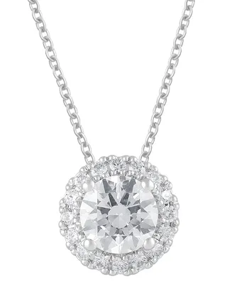 Badgley Mischka Lab Grown Diamond Halo 18" Pendant Necklace (1-1/5 ct. t.w.) in 14k White, Yellow or Rose Gold