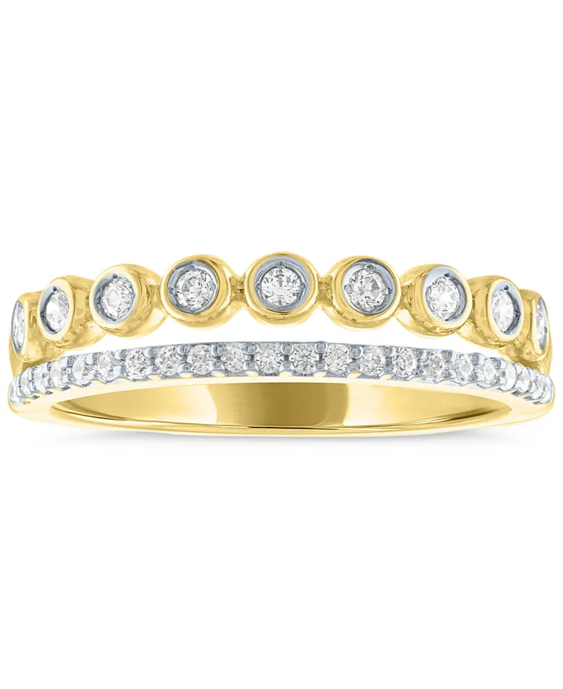 Forever Grown Diamonds Lab-Created Diamond Bezel Stack Look Ring (1/4 ct. t.w.) in 14k Gold-Plated Sterling Silver - Gold