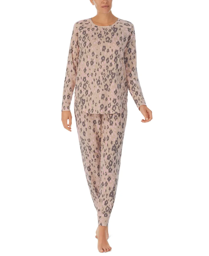 Cuddl Duds Women's Printed Notched-Collar Pajamas Set - Macy's