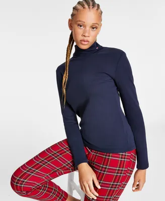 Tommy Hilfiger Women's Long Sleeve Cotton Turtleneck Top
