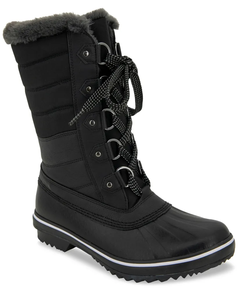 Jbu Women's Siberia Waterproof Lace-Up Quilted Cold-Weather Boots