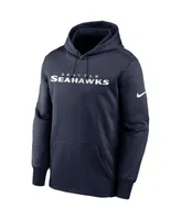 Men's Nike College Navy Seattle Seahawks Fan Gear Wordmark Performance Pullover Hoodie