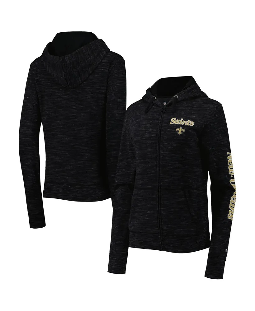 Women's New Era Black Orleans Saints Reverse Space-Dye Full-Zip Hoodie