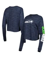 Women's New Era College Navy Seattle Seahawks Crop Long Sleeve T-shirt