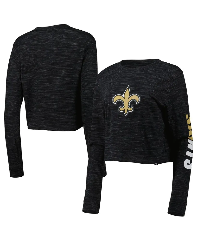 Women's New Era Black Orleans Saints Crop Long Sleeve T-shirt