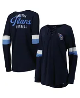 Women's New Era Navy Tennessee Titans Athletic Varsity Lace-Up Long Sleeve T-shirt